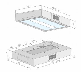 Silverline FBUD 104 W Full Box, Deckenhaube, weiss/Weissglas. Mit 5 Jahren Garantie!