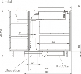 homeier HDO Downair Mistral+ SL, Tischhaube, Umluft, Maanfertigung, 1400007, Mit 5 Jahren Garantie