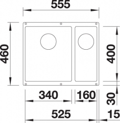 Blanco Subline 340/160-U Silgranit PuraDur 2, Becken links, Farbe anthrazit, InFino Ablauf, 523548