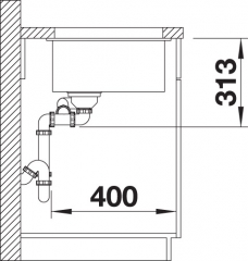 Blanco Subline 340/160-U Silgranit PuraDur 2 Becken rechts, Farbe anthrazit, InFino Ablauf, 523558