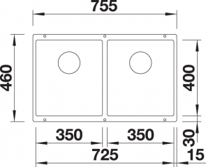 Blanco Subline 350/350-U Silgranit PuraDur 2, Farbe anthrazit, InFino Ablauf, 523574