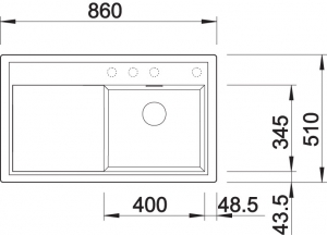 Blanco Zenar 45 S Silgranit PuraDur 2, Becken rechts, Farbe anthrazit, InFino Ablauf, 523781