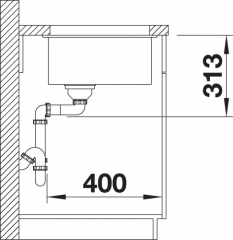 Blanco Subline 320-U Silgranit PuraDur 2, Farbe felsgrau, InFino Ablauf, 523407