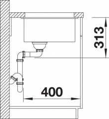 Blanco Subline 400-U Silgranit PuraDur 2, Farbe tartufo InFino Ablauf, 523429