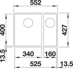 Blanco Subline 340/160-F Silgranit PuraDur 2, flchenbndig, Farbe cafe, InFino Ablauf, 523573