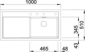 Blanco Zenar XL 6 S Einbausple Becken rechts, Farbe anthrazit, InFino Ablauf, 523964