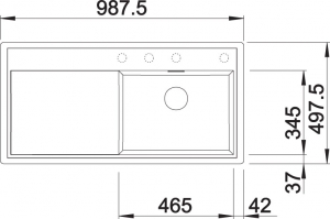 Blanco Zenar XL 6 S-F Becken rechts, flchenbndig, Farbe anthrazit, InFino Ablauf, 523902