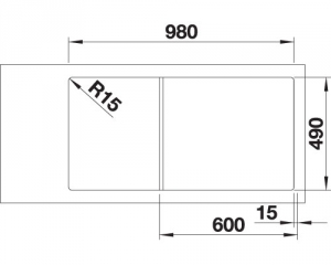 Blanco Axia III 6 S Silgranit PuraDur, Farbe anthrazit, Holzschneidbrett, Becken rechts, InFino Ablauf, 523462