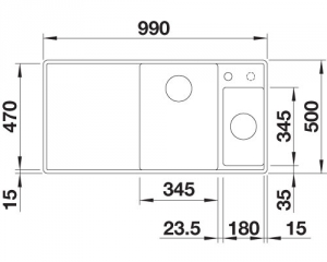 Blanco Axia III 6 S-F Silgranit PuraDur, Farbe anthrazit, Holzschneidbrett, InFino Ablauf, Becken rechts, 523483