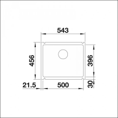 Blanco Subline 500-U Keramik PuraPlus, Farbe schwarz, InFino Ablauf, 523740