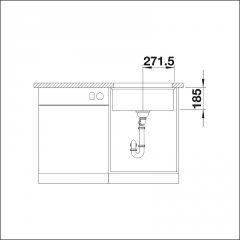 Blanco Subline 500-U Keramik PuraPlus, Farbe schwarz, InFino Ablauf, 523740