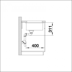 Blanco Subline 500-U Keramik PuraPlus, Farbe schwarz, InFino Ablauf, 523740