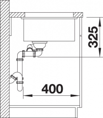 Blanco Subline 350/150-U Keramik PuraPlus, Farbe schwarz, InFino Ablauf, 523747