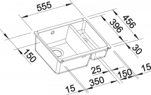 Blanco Subline 350/150-U Keramik PuraPlus, Farbe kristallweiss glnzend, InFino Ablauf, 523741