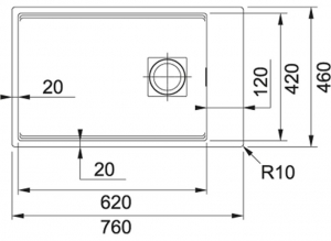 Franke Kubus 2 - KNG 110-62 Fragranit+ Steingrau, 125.0512.518, Unterbausple 80cm, 11771