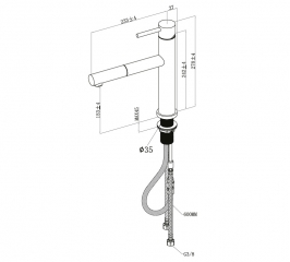 Villeroy & Boch Armatur Como Shower Sky Edelstahl massiv, Hochdruck Schlauchbrause, 927900LC