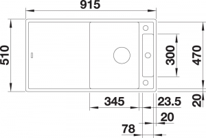 Blanco Axia III 5 S Silgranit PuraDur 2, inkl. Holzschneidbrett, Farbe anthrazit, InFino Ablauf, 523205