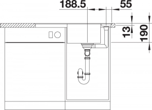 Blanco Axia III 45 S-F, flchenbndig, inkl. Holzschneidbrett, Farbe cafe, InFino Ablauf, 523198