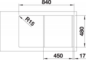 Blanco Dinas 45 S Edelstahl Brstfinish, Becken reversibel, 523378