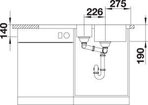 Blanco Dinas 6 S Edelstahl Brstfinish, Becken reversibel, 523379