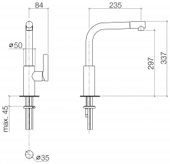 Dornbracht Elio Einhebelmischer, Hochdruck, Platin gebrstet, 33826790-06