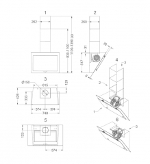 Novy Vision Kopffreihaube 7850 Abluft, Schwarzglas mit Edelstahl, mit 5 Jahren Garantie