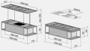 berbel Deckenlifthaube Skyline Frame BIH 140 SKF, Rauchglas grau, Regal li + re, 1050244, 7 JAHRE GARANTIE