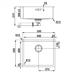 Naber-CONTURA Lusso 2 Einbausple, graphitfarbig, 1015031