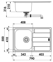 Naber-CONTURA Riva 1 Einbausple, Edelstahl, 1014020