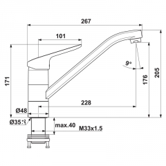 Ideal Standard Ceraflex 5 Fensterarmatur, chrom, Hochdruck, 5024166