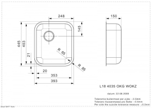 Reginox L18 4035 OKG WOKZ, Einbau-/Auflagesple Edelstahl, R03305