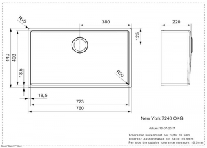 Reginox New York 72x40, Einbau-/Auflagesple Edelstahl Seidenglanz, R31377