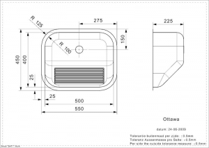 Reginox Ottawa OSP Wandmontage Einbausple Edelstahl poliert, R04029