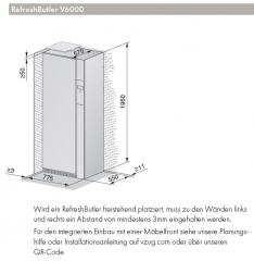 V-ZUG RefreshButler V6000, Textilpflegesystem, ChromeClass, Linksanschlag, 1400360003, 10 JAHRE GARANTIE!