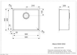 Einzelst�ck Reginox Miami 50x40, Edelstahlsp�le PVD-Technik, Farbe Gold, R30745