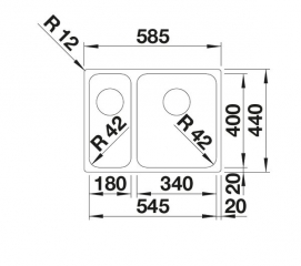 Blanco Solis 340/180-IF Edelstahl Brstfinish, InFino Ablauf, Becken rechts, 526130