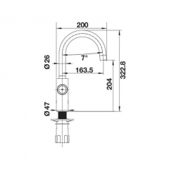 Blanco Evol Mono Hot & Filter, Hochdruck Festauslauf, PVD Steel, 526312