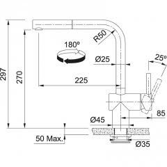 Franke Atlas Neo Sensor Zugauslauf Einhebelmischer, Hochdruck, Industrial Black, 115.0625.527, 11510