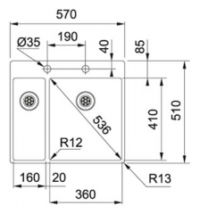 Einzelstck Franke Box BXX 260-36-16 TL Einbausple - SlimTop, Druckknopf rund, 127.0375.343, 10996