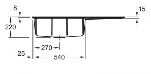 Villeroy & Boch Subway Style 60 flat, Farbe i4 Graphit, Classicline, Becken links