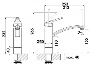 Linea Fuoco 5 Fensterarmatur, chrom, Hochdruck, 5011324