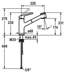 KWC Luna E5 Fensterarmatur, chrom, Hochdruck, 5022239