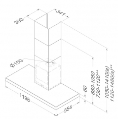 Novy Flat'line Wandhaube 7612, schwarz, 120cm, mit 5 Jahren Garantie