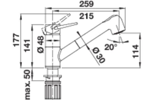 Blanco Wega S-II chrom, Armatur, Hochdruck Zugauslauf, 526416