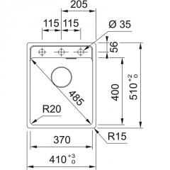 Franke Maris MRG 610-37 A Fragranit+, Einbausple Armaturenbank, Handbettigung, Steingrau, 114.0658.218