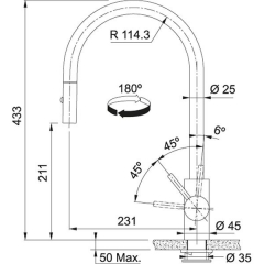 Franke Eos Neo Einhebelmischer, Hochdruck Zugauslauf, Edelstahl Industrial Black, 115.0613.671