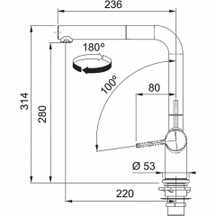 Franke Active L Window Auszugsbrause Einhebelmischer, Niederdruck, chrom, 115.0653.394