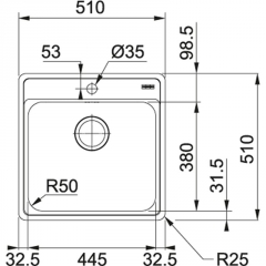 Franke Bell BCX 210-51 SlimTop, Flachrand, Edelstahl, Drehknopfbedienung, 127.0658.794