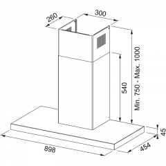 Franke T-shape Avant-silence - FTLN H45 X/BK GLAS A90 Wandhaube Edelstahl, Glas schwarz, 325.0657.267, Mit 5 Jahren Garantie!