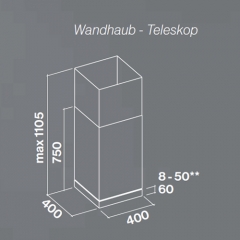 Einzelstck Falmec Mira Top Teleskop, Fasteel, Edelstahl, 40 cm, Wandhaube, mit 5 Jahren Garantie